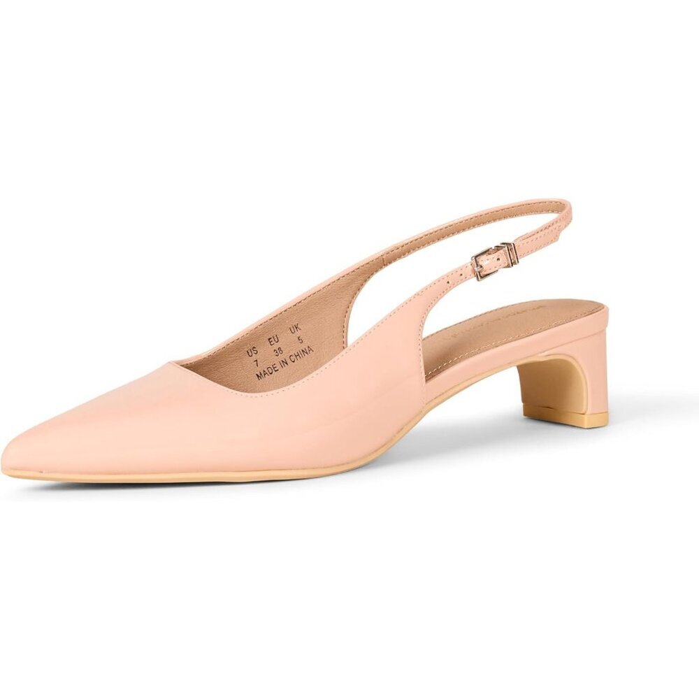 Women's Blush Patent Imported Faux Leather Slingback Block Heel